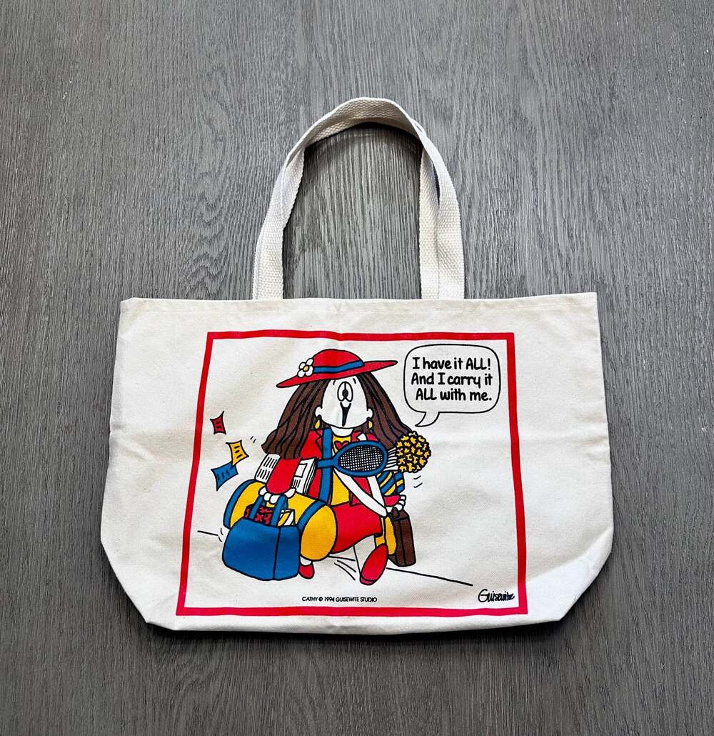 Vintage 1994 Cathy Canvas Tote Bag Guisewite Comic Market Shopper